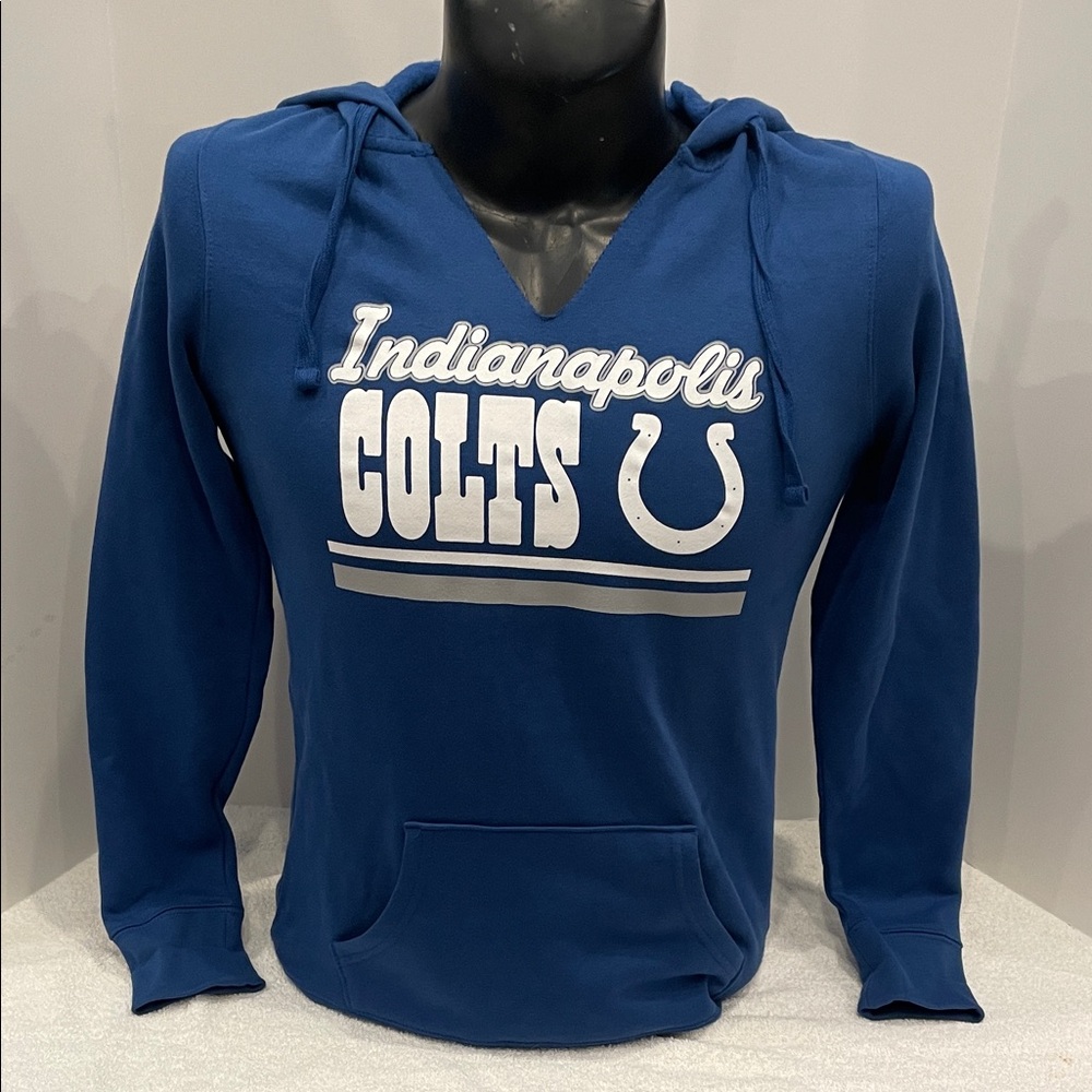 Womans NFL Majestic Blue Indianapolis Colts V Neck Hoodie